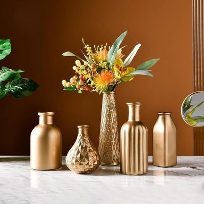Modern home decoration gold glass vase